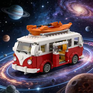 기술적 창의력 차량 MOC 시티 캠퍼 여행 차량 블록 T1 MOC-디자이너 세트 조립 파티 선물 휴일 C
