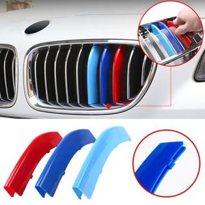 BMW 3 시리즈 E46 E90 F30에 대 한 3PCS 자동차 전면 그릴 트림 스트립 3 색 그릴 장식 액세서리 자동차 외관 몰딩