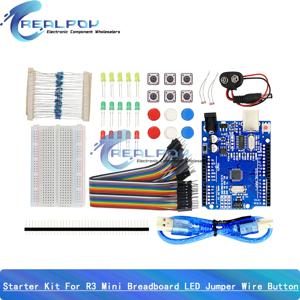 UNO-R3 미니 브레드보드 LED 점퍼 와이어 버튼 포함 아두이노 DIY 키트 학교 교육 실험실용 스타터 키트