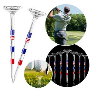 TINSOL 10Pcs 롱 골프 티셔츠 대량 깨지지 않는 83mm 투명 미국 국기 마찰과 사이드 스핀을 줄여주는 골프 액세서리