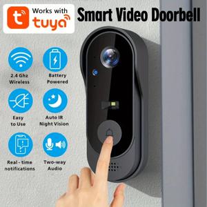 Tuya WiFi 홈 스마트 비디오 초인종 야외 양방향 HD 도어 아이 카메라 1080P 지원 SD 카드 클라우드 스토리지 방수
