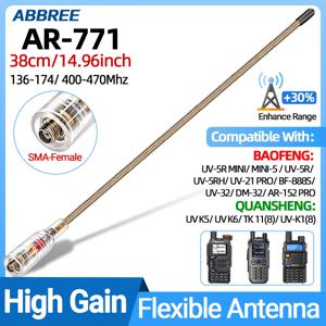 ABBREE 신형 투명 AR-771 고이득 안테나 UHF VHF SMA 암형 바오펑 BF-888S 프로 UV-5R 미니, 콴셩 UV K5 (8) K6용