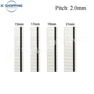 200PCS 1x40 긴 남성 핀 헤더 2.0mm 피치 단일 행 40핀 커넥터 스트립 15mm 17mm 19mm 21mm PH2.0