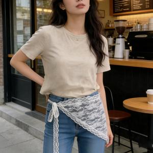 새로운 화이트 메쉬 레이스 불규칙 스커트 커튼 하프 스커트 바텀 팬츠 청바지 접힌 삼각형 헤드스카프 헤어밴드 일체형 장식