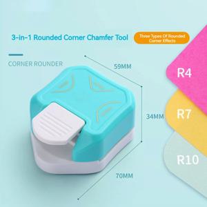 3-in-1 코너 라운더 펀치 R4/R7/R10mm, 카드 제작 및 스크랩북 종이 공예용 라운드 코너 커터 트리머