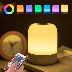 새로운 LED 터치 나이트 라이트 충전식 RGB 디밍이 가능한 테이블 램프 침실 거실용 원격 제어 주변 조명