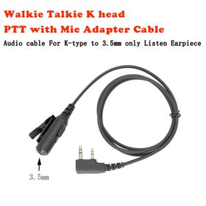 2핀 K형 헤드셋(마이크 PTT 포함) 3.5mm 잭 이어폰, Baofeng UV5R TYT Wouxun Kenwood 라디오 이어폰 어댑터용 오디오 케이블