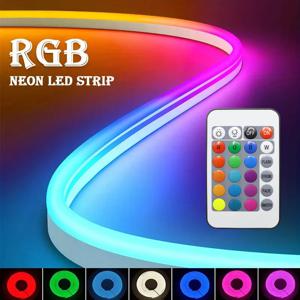 저전압 5V 유연한 Rgb 색상 변경 네온 LED 조명 스트립 1롤, USB 인터페이스, 24키 다기능 컨트롤러 포함, 조명 색상 전환 및 밝기 조절 가능, 게임용, 전기 자동차 장식용