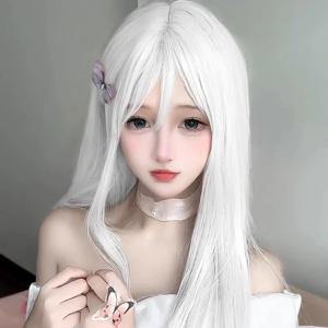 26인치 스트레이트 헤어용 합성 가발, 할로윈 가발, 코스프레 가발, 휴일 파티 가발, 고온 내성 헤어 액세서리