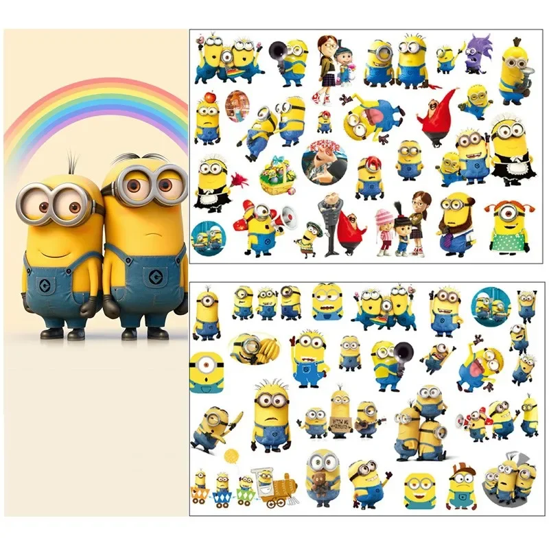 1Pcs 만화 애니메이션 미니언즈 임시 문신 스티커 바디 아트 문신 스티커 생일 선물을위한 코스프레 파티