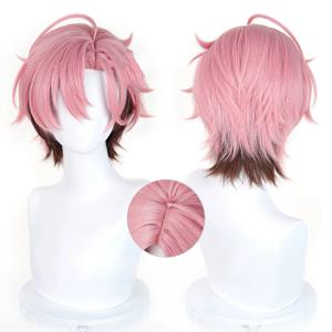 HAIRJOY ​​합성 헤어 앙상블 스타즈 쿠온 마슈 코스프레 가발 짧은 곱슬머리 츠즈라 치토세 코스프레 가발 로즈 네트