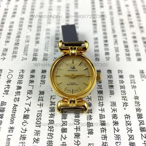 오리지널 스톡 상하이 카드 스트립 노란색 표면 수동식 기계식 여성용 시계, 직경 21mm, 무료 스트랩 1개.