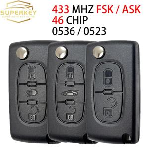시트로엥 C2 C3 C4 C5 C6 Xsara Berlingo 푸조 207 307 308 407 607 807 HU83 VA2 CE0536 CE0523 ASK FSK용 플립 리모트 자동차 키