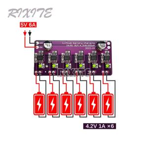 18650 리튬 배터리 충전 모듈 TP4056 4.2V 1A 충전기 보드 용 5V 입력 6 독립 충전 방전 PCB 회로 기판