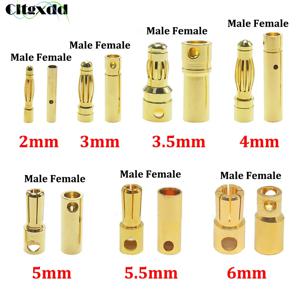10pcs 2mm 3mm 3.5mm 4mm 5mm 5.5mm 6mm 바나나 플러그 골드 도금 구리 브러시리스 모터 총알 커넥터 ESC 배터리 Wholeale