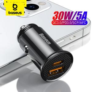 Baseus 30W USB 차량용 충전기 빠른 충전 4.0 3.0 FCP SCP USB PD Xiaomi iPhone 12 13 14 15 Pro 고속 충전 차량용 전화 충전기