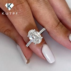여성을위한 타원형 컷 전체 Moissanite 약혼 반지 S925 Silver1/2/3/4Carat 숨겨진 헤일로 다이아몬드 결혼 반지 인증서