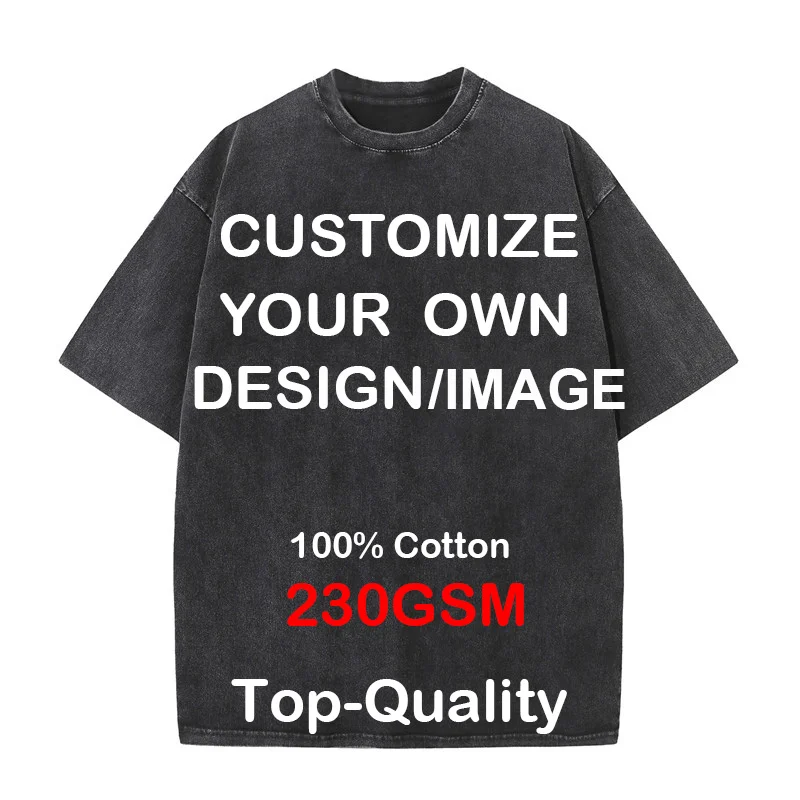 사용자 정의 로고 힙합 streetwear 남자 100% 코튼 티셔츠 오버 사이즈 워시 탑 티 남여 여름 레트로 브랜드 맞춤형