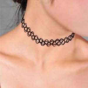 멀티 컬러 꼰 물고기 실 목걸이, 문신 초커, 스트레치 블랙 목걸이, 레트로 90 년대 빈티지 탄성 고딕 주얼리