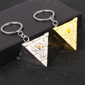 애니메이션 Yu-Gi-Oh 키 체인 Yugi Muto 빅 사이즈 3D 밀레니엄 퍼즐 밀레니엄 휠 지혜 펜던트 열쇠 고리 남성 여성 쥬얼리