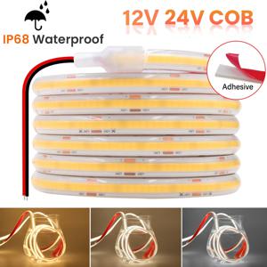 12V 24V IP68 방수 COB LED 스트립 빛 320LED/m 고휘도 RA90 침실 정원 주방에 대 한 유연한 테이프 리본 램프