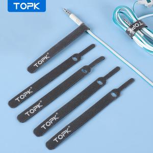 TOPK 분리 가능한 케이블 정리 타이 마우스 이어폰 와이어 관리 나일론 케이블 타이 재사용 가능한 루프 후프 테이프 스트랩 타이