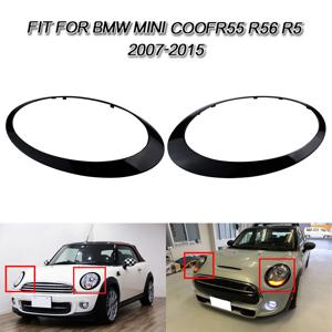 2007-2015 미니 쿠퍼 R55 R56 R57용 글로스 블랙 헤드라이트 트림 링 베젤 커버 2개