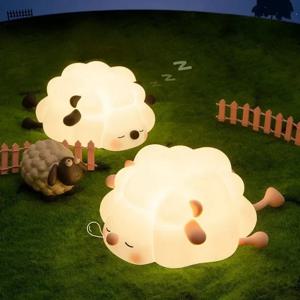 LED 귀여운 토끼 무드등 USB 충전식 터치 센서 실리콘 무드등 팬더 양 모양 램프 어린이 침실 장식용