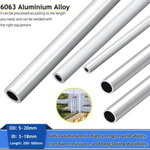 알루미늄 파이프 두께 0.5~3mm OD 5-20mm ID 3~18mm 직선 200mm 500mm 긴 원형 6063 알루미늄 합금 튜브