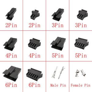 검정색 JST SM 2.54mm 피치 커넥터 2/3/4/5/6/7/8 핀 남성 여성 플러그 하우징 와이어 커넥터 플라스틱 쉘 크림프 핀 터미널