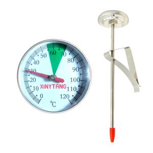0 ° C~120 ° C 커피 우유 온도계 식품 온도 게이지 미터 스테인레스 스틸 프로브 온도 테스터 바베큐 요리 주방 도구