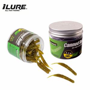 60pcs 1.2g 6cm 낚시 미끼 미니 소프트 웜 새우 저크베이트 물고기 오션 락 루어베이스 부드러운 물고기 냄새 Swimbait Soft Bait Pesca