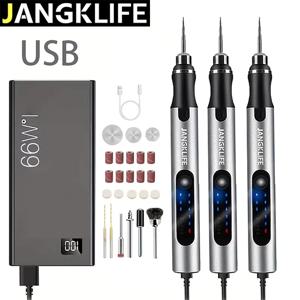 JANGKLIFE USB 충전식 로터리툴 키트 목공 조각펜 DIY 공예품 조각, 장난감 피규어 DIY