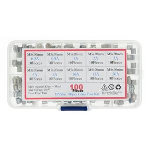 100 개/몫 5x20mm 빠른 블로우 유리관 퓨즈 모듬 키트 빠른 블로우 유리 퓨즈 250V 0.2 0.5 1 2 3 5 8 10 15 20A