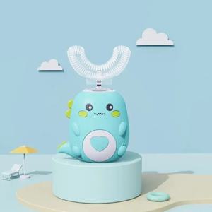 아동용 U자형 전동 칫솔, 식품 등급 실리콘 구강 360 도, 자동 USB 충전, 스마트 칫솔