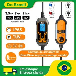 페이리 32A 7KW 타입2 EV 휴대용 충전기 11KW 16A 3상 5M 케이블 EVSE 충전 박스 자동차 충전기 CEE 플러그 전기차용