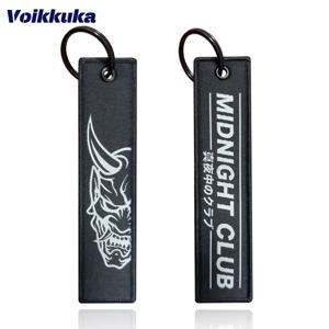 1Pc/2Pcs/3Pcs 세트 판매 Midnight Club Oni 마스크 양면 자수 패턴 재미 있은 태그 키 체인 오토바이 도매