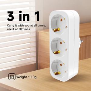 케이블 없는 더블 슈코 어댑터 소켓, 최대 3680W 250V/16A 공간 절약형 다중 소켓, 트리플 슈코 소켓