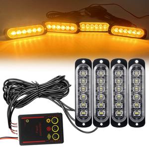 자동차 전면 그릴 조명 12V 24V 앰버 LED 비상 스트로브 경고등 자동차 플래시 비콘 노란색 흰색 신호등