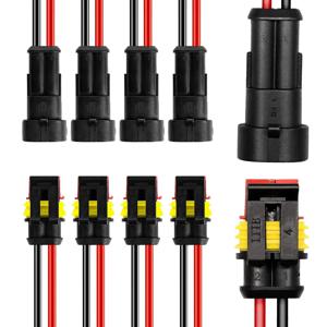 5sets 2Pin Way 16 AWG 방수 전기 커넥터, 남성 및 여성 Way 16 AWG 와이어 하네스 플러그 소켓 키트 (자동차 보트 용)