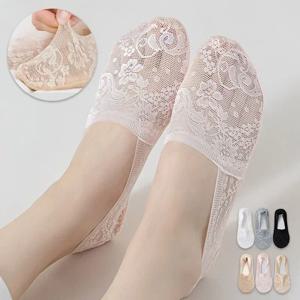 5 짝/몫 양말 여성 보트 양말 여름 통기성 실리콘 미끄럼 방지 얇은 보이지 않는 발목 양말 패션 투명한 짧은 삭스