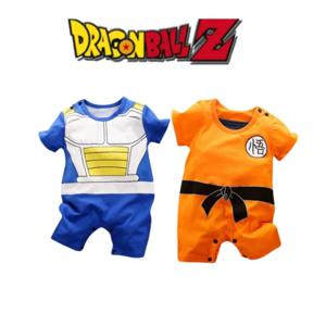 드래곤 볼 0-18 베이비 점프 슈트 애니메이션 Goku Vegeta 롤 플레잉 코튼과 부드러운 여름 라운드 넥 반팔 신생아 옷