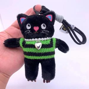 15cm Kawaii 고양이 플러시 키 체인 귀여운 배낭 플러시 펜던트 동물 열쇠 고리 자동차 키 액세서리 여자 여자 가방 장식 인형