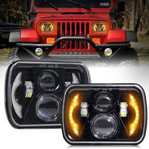 5x7 7x6인치 LED 사각 헤드라이트 프로젝터 헤드라이트 상/하향등 화이트 앰버 DRL (포드, 쉐보레, GMC, 지프, 토요타, 닛산 등)