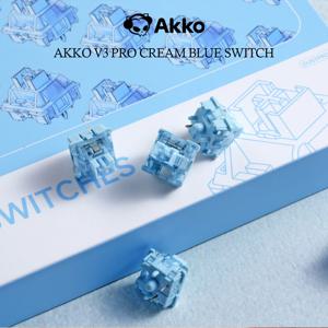 Akko V3 Pro 크림 블루 스위치 5핀 45gf 촉각 스위치(MX 기계식 키보드와 호환되는 방진 스템 포함)(45개)