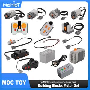 기술 MOC 전원 기능 서보 부품 기차 버기 M 모터 8883 수정된 IR 원격 전원 그룹 세트 리튬 배터리 상자 9686