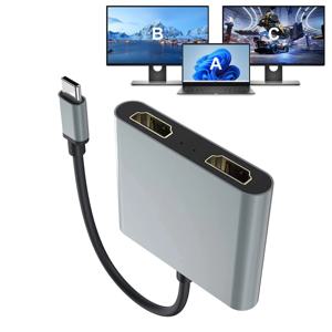 USB C Thunderbolt3-듀얼 4K HD 디스플레이 어댑터 Phone15 Macbook Pro/Air2020/2019/2018 LenovoYoga 920 Dell XPS용 화면 확장