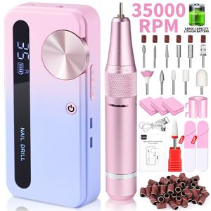 35000RPM 전기 네일 드릴 머신 젤 네일 용 전문 네일 드릴 폴란드어 충전식 휴대용 네일 파일 매니큐어 도구