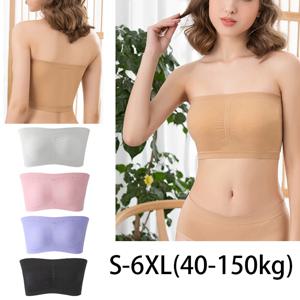 1pcs 여성용 브래지어 플러스 사이즈 Strapless Bra 얇은 탈착식 가슴 쿠션 탑 Stretchy Seamless Invisible Bra S-6XL