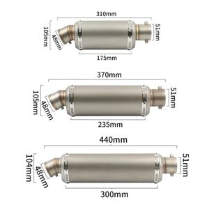 51mm 범용 오토바이 배기 머플러 310 370 440mm 파이프 100cc-1000cc ATV GP 스쿠터 fz6 pcx125용
